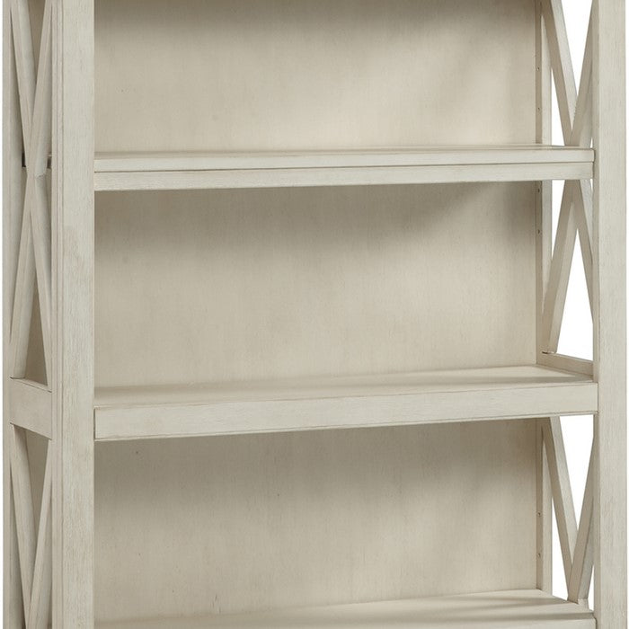 Wooden Bookcase with 4 Open Shelves and 2 Door Cabinet, White