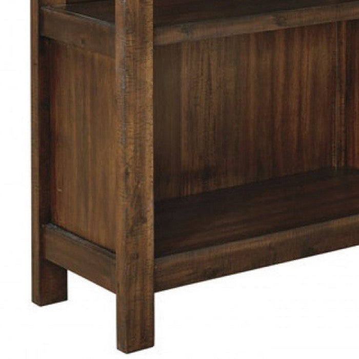 Wooden Bookcase with 3 Open Shelves and 1 Open Compartment, Brown
