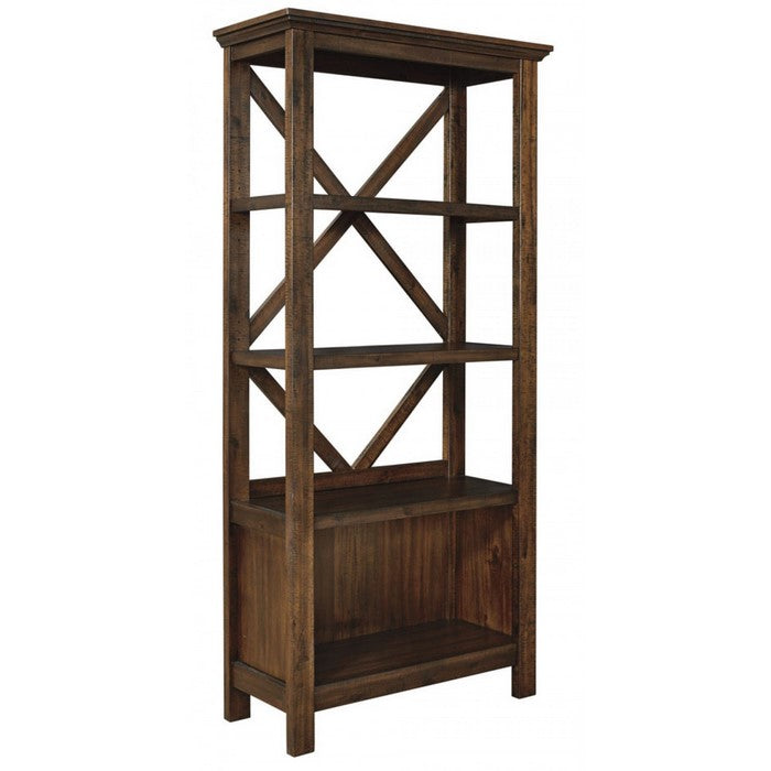 Wooden Bookcase with 3 Open Shelves and 1 Open Compartment, Brown