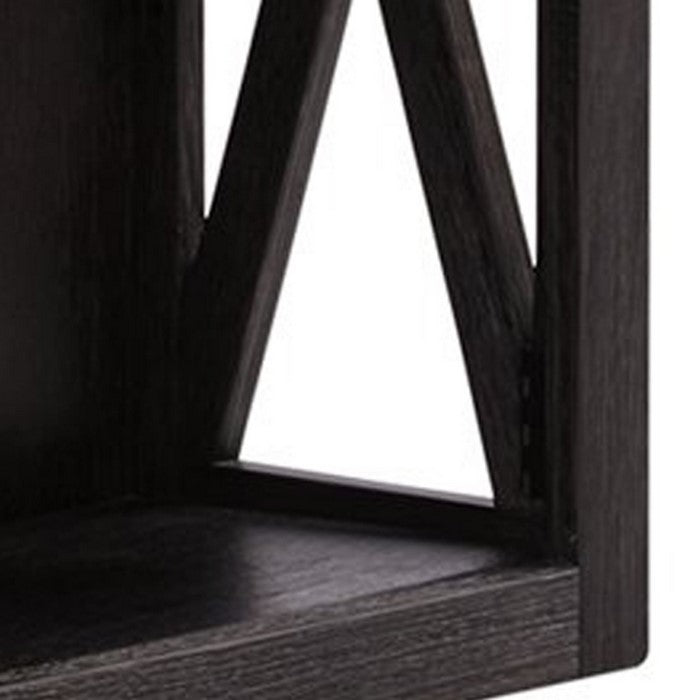 Bookcase with 2 Open Compartments and Adjustable Center Shelf, Dark Gray