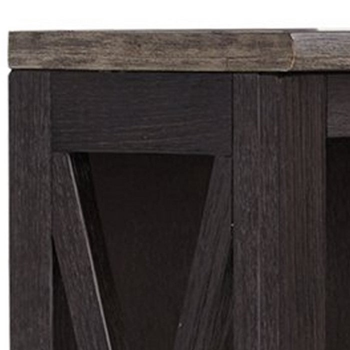 Bookcase with 2 Open Compartments and Adjustable Center Shelf, Dark Gray