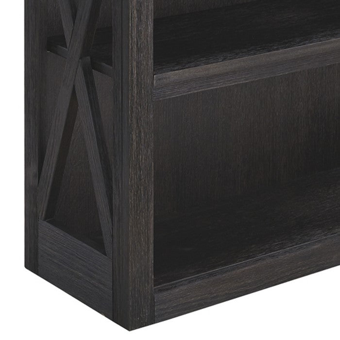 Wooden Bookcase with 4 Open Shelves and 2 Door Cabinet, Dark Gray