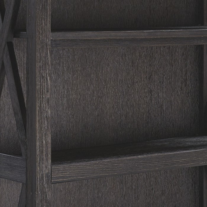 Wooden Bookcase with 4 Open Shelves and 2 Door Cabinet, Dark Gray