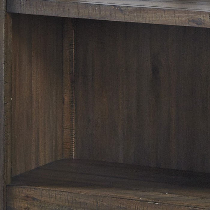 X Shape Back Bookcase with 3 Open Shelves and 1 Open Compartment,Dark Brown