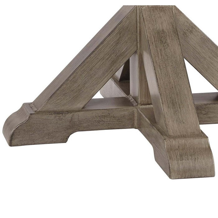 Farmhouse Style Square Aluminum End Table with Cross Pedestal Base, Brown