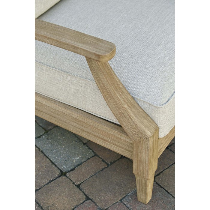Traditional Wooden Chair with Fabric Cushioned Seating, Beige and Brown