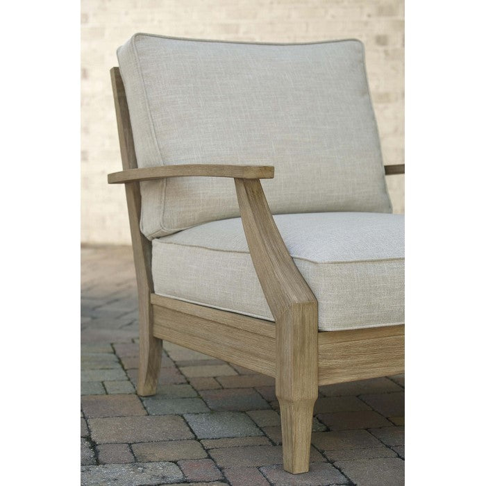Traditional Wooden Chair with Fabric Cushioned Seating, Beige and Brown
