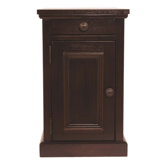 Wooden Chairside End Table with Pull Out Tray and Power Hub, Brown