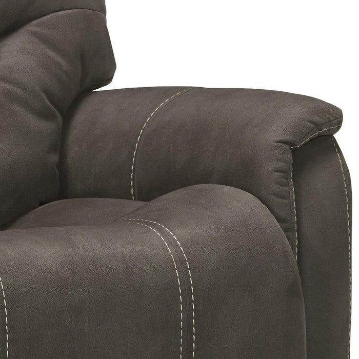 Upholstered Metal Frame Power Lift Recliner with Channel Stitching, Brown
