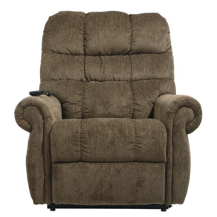 Fabric Upholstered Metal Frame Power Lift Recliner, Brown