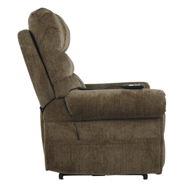 Fabric Upholstered Metal Frame Power Lift Recliner, Brown