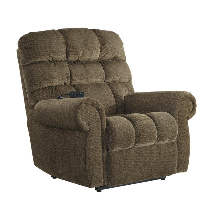Fabric Upholstered Metal Frame Power Lift Recliner, Brown