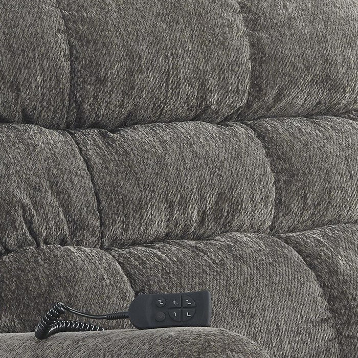 Upholstered Metal Frame Power Lift Recliner with Tufted Seat and Back, Gray