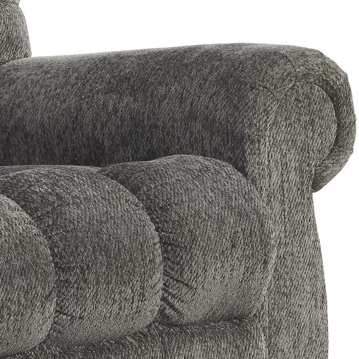 Upholstered Metal Frame Power Lift Recliner with Tufted Seat and Back, Gray