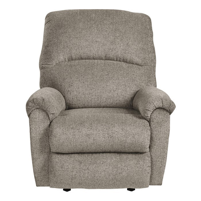 Fabric Upholstered Rocker Recliner with Deep Tufted Footrest, Gray