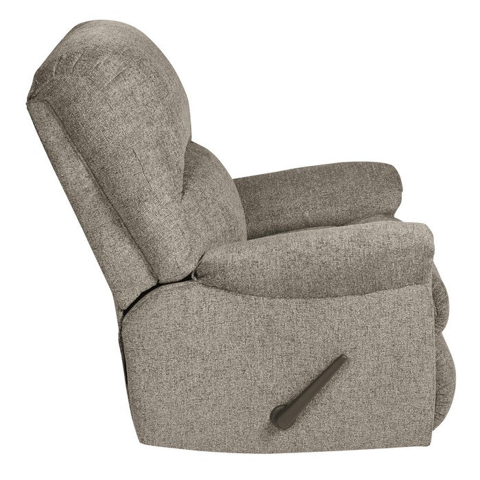 Fabric Upholstered Rocker Recliner with Deep Tufted Footrest, Gray
