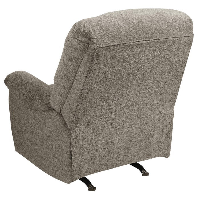 Fabric Upholstered Rocker Recliner with Deep Tufted Footrest, Gray