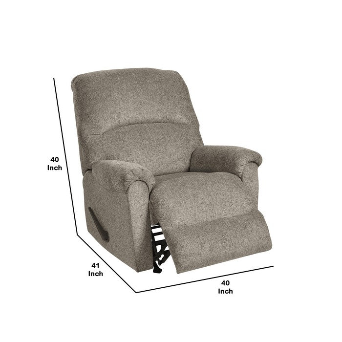 Fabric Upholstered Rocker Recliner with Deep Tufted Footrest, Gray