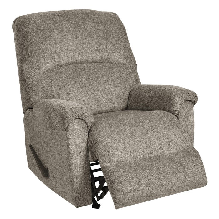 Fabric Upholstered Rocker Recliner with Deep Tufted Footrest, Gray
