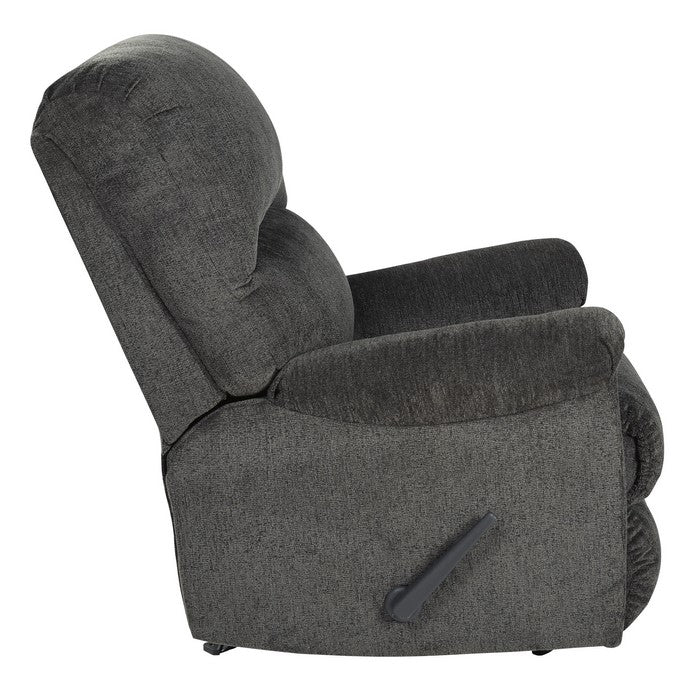 Fabric Upholstered Rocker Recliner with Pillow Top Arm, Smoke Gray