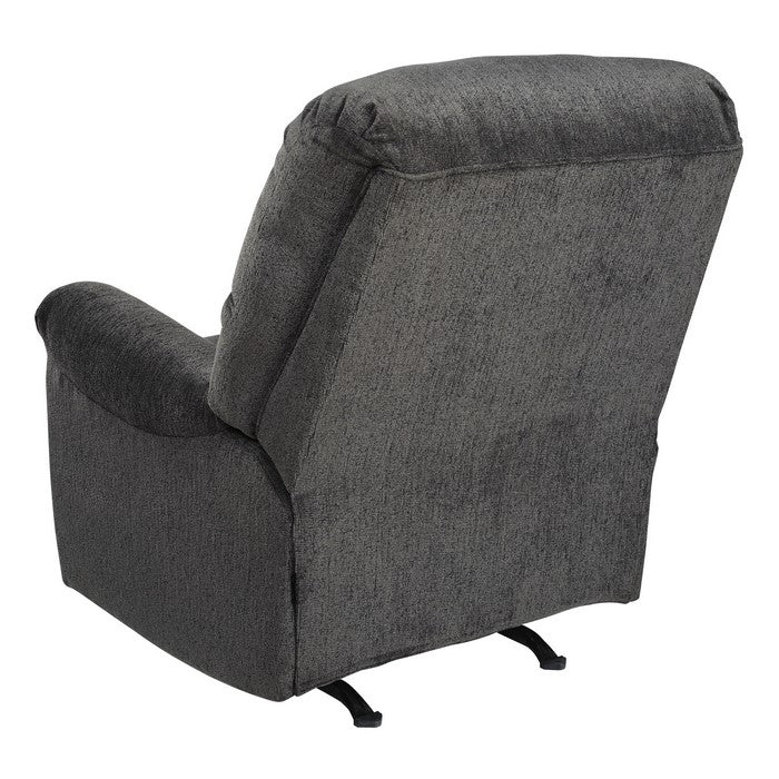 Fabric Upholstered Rocker Recliner with Pillow Top Arm, Smoke Gray