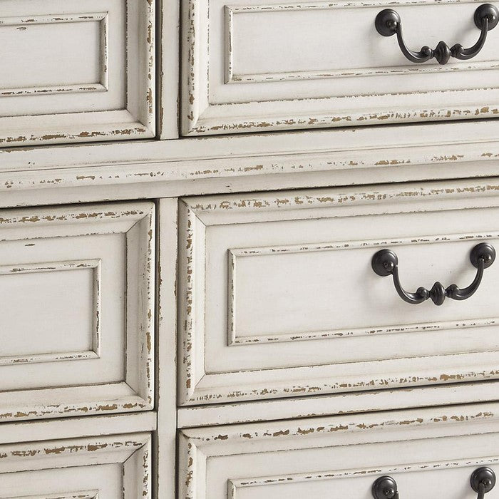 Wooden Dresser with 6 Storage Drawers and Bracket Feet, Antique White