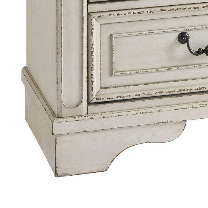 Wooden Dresser with 6 Storage Drawers and Bracket Feet, Antique White