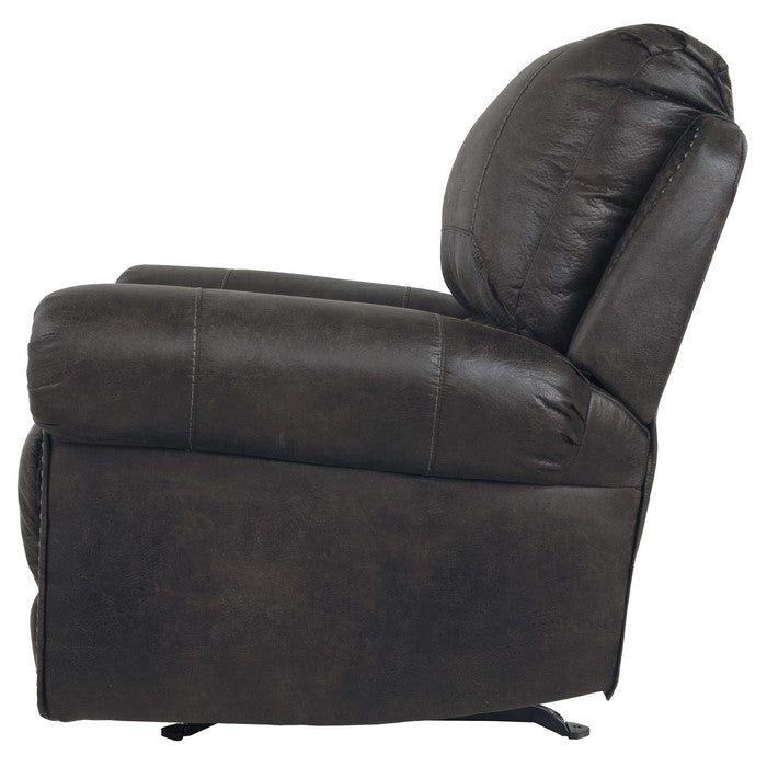 Leatherette Rocker Recliner with Nailhead Trim, Brown