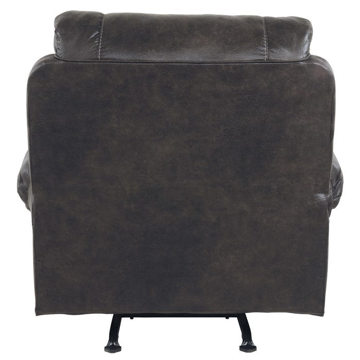 Leatherette Rocker Recliner with Nailhead Trim, Brown