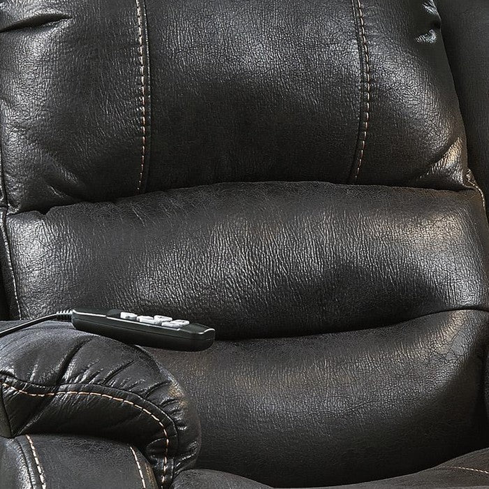 Leatherette Metal Frame Power Lift Recliner with Tufted Back, Black