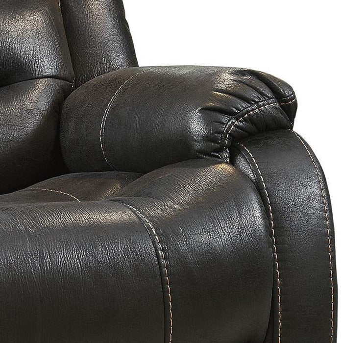 Leatherette Metal Frame Power Lift Recliner with Tufted Back, Black