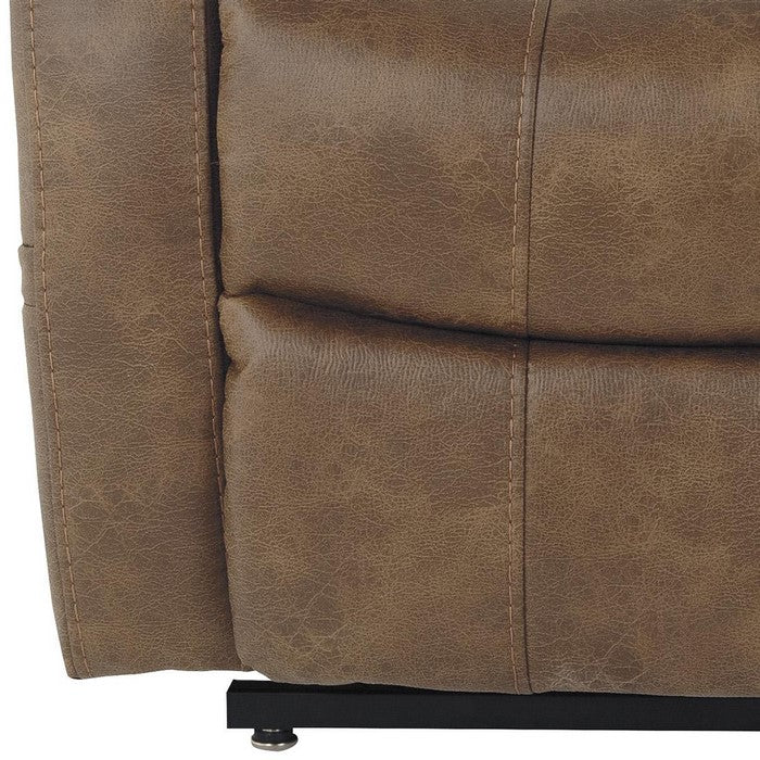 Leatherette Metal Frame Power Lift Recliner with Tufted Backrest, Brown