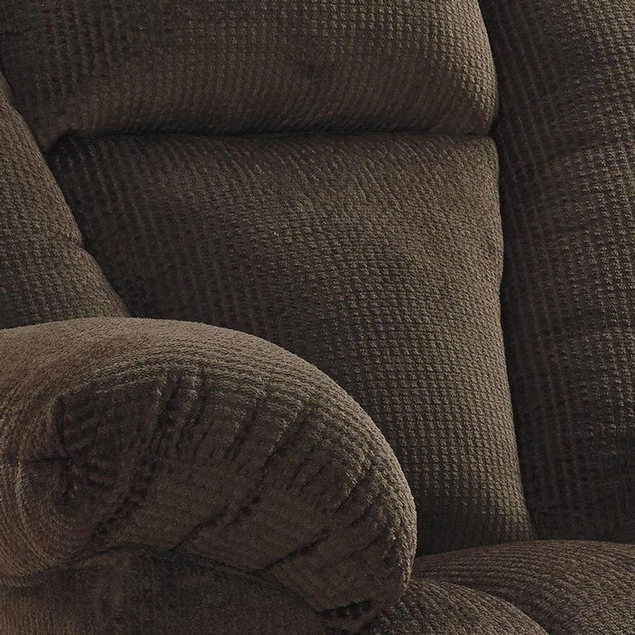 Fabric Upholstered Metal Frame Power Recliner with Pillow Armrests, Brown