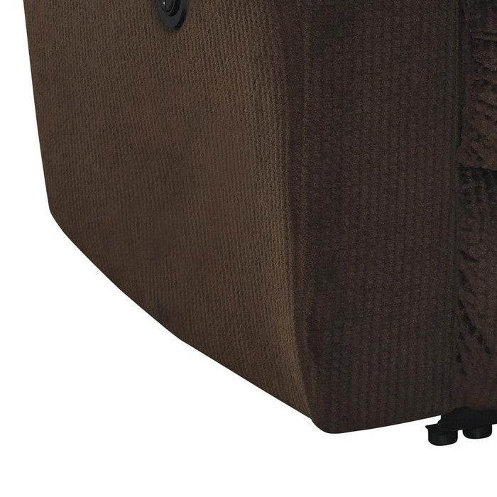 Fabric Upholstered Metal Frame Power Recliner with Pillow Armrests, Brown