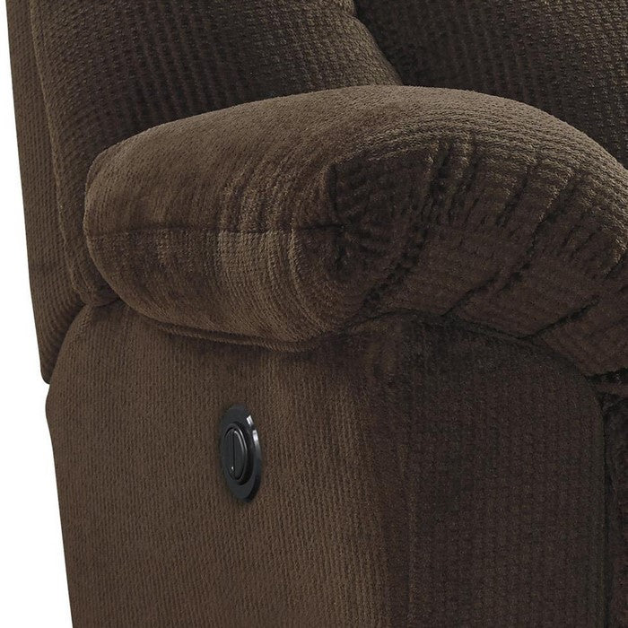 Fabric Upholstered Metal Frame Power Recliner with Pillow Armrests, Brown