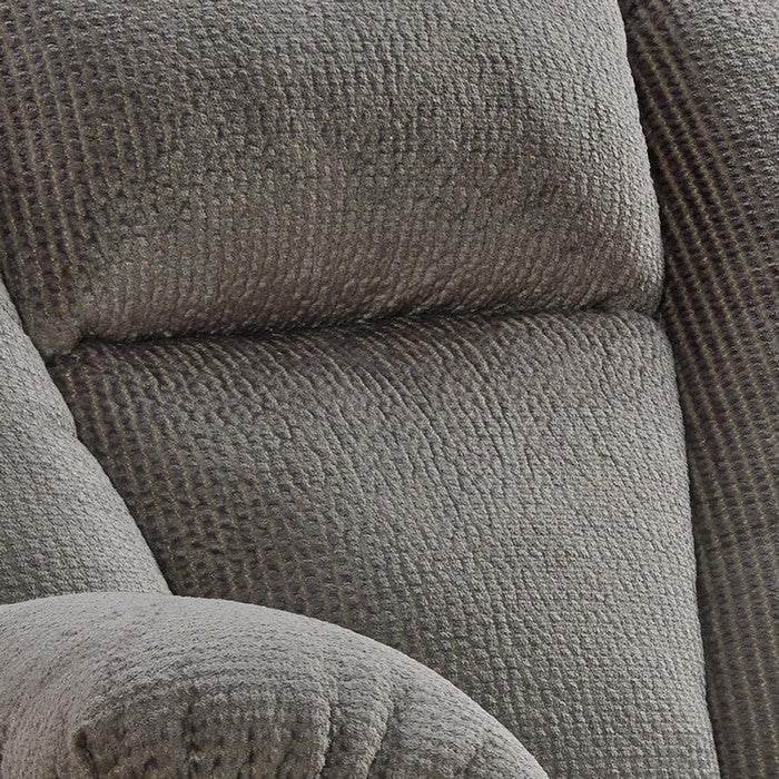 Fabric Upholstered Metal Frame Power Recliner with Pillow Armrests, Gray
