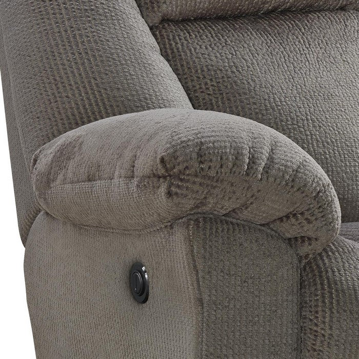 Fabric Upholstered Metal Frame Power Recliner with Pillow Armrests, Gray