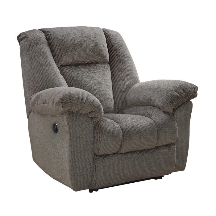 Fabric Upholstered Metal Frame Power Recliner with Pillow Armrests, Gray