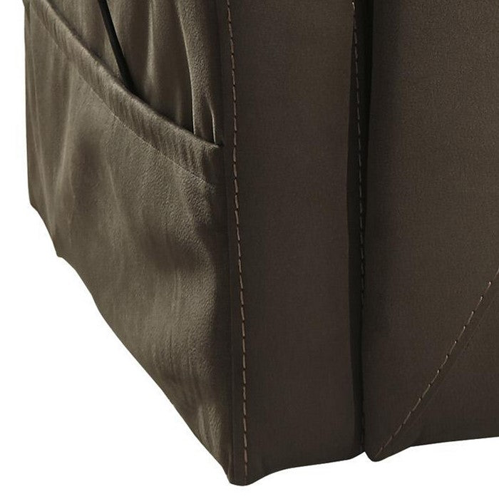 Fabric Upholstered Metal Frame Power Lift Recliner with Side Pocket, Brown