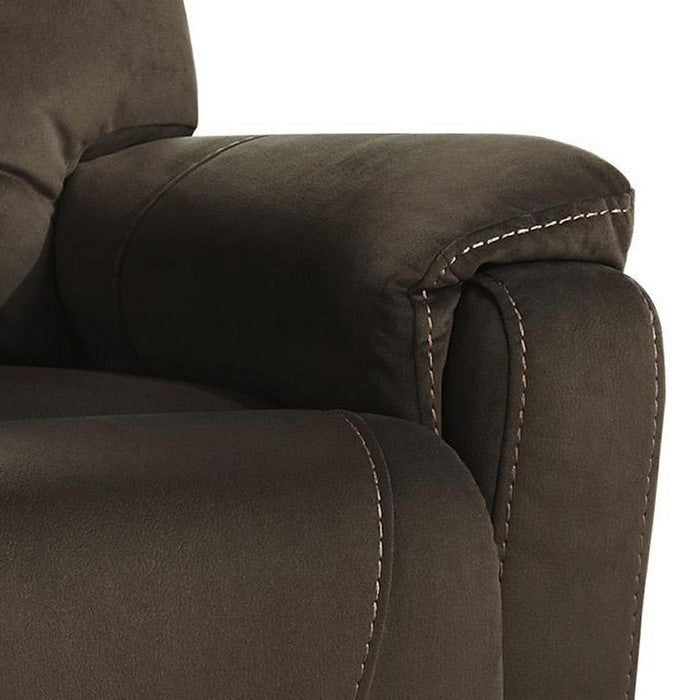 Fabric Upholstered Metal Frame Power Lift Recliner with Side Pocket, Brown