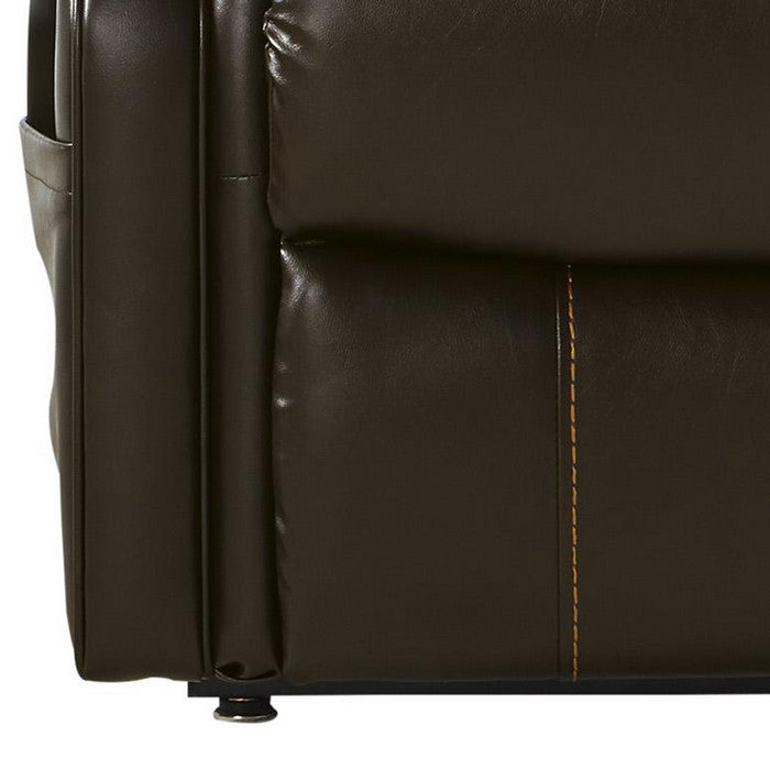 Leatherette Metal Frame Power Lift Recliner with Tufted Back, Brown