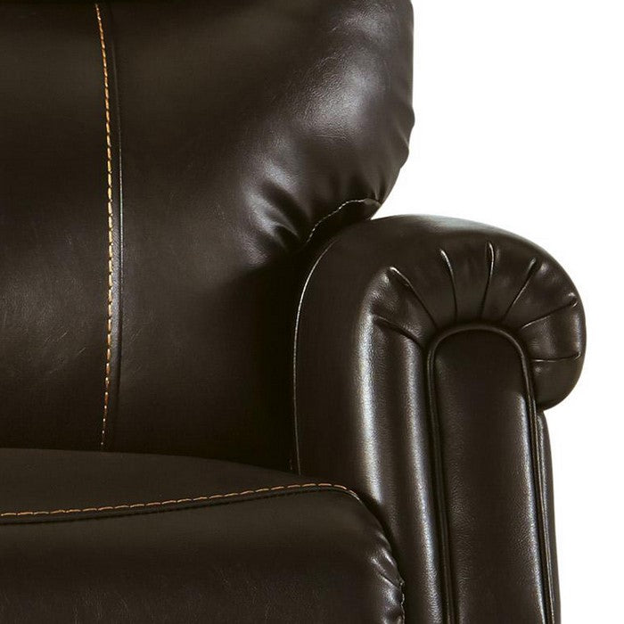 Leatherette Metal Frame Power Lift Recliner with Tufted Back, Brown