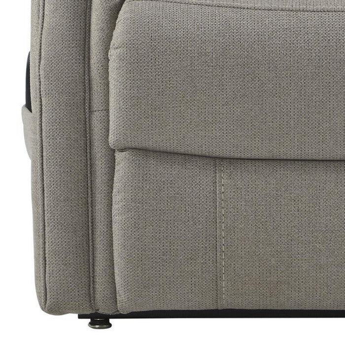 Fabric Upholstered Metal Frame Power Lift Recliner with Tufted Back, Gray