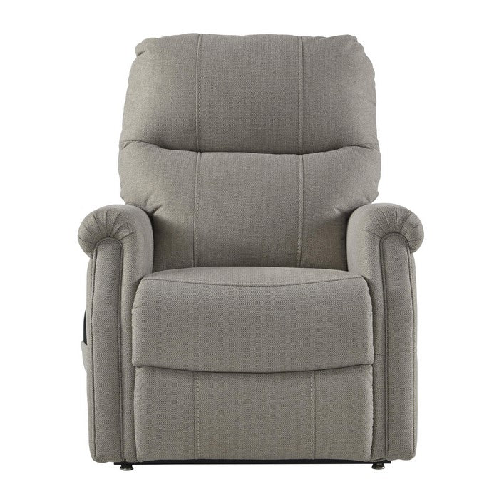 Fabric Upholstered Metal Frame Power Lift Recliner with Tufted Back, Gray