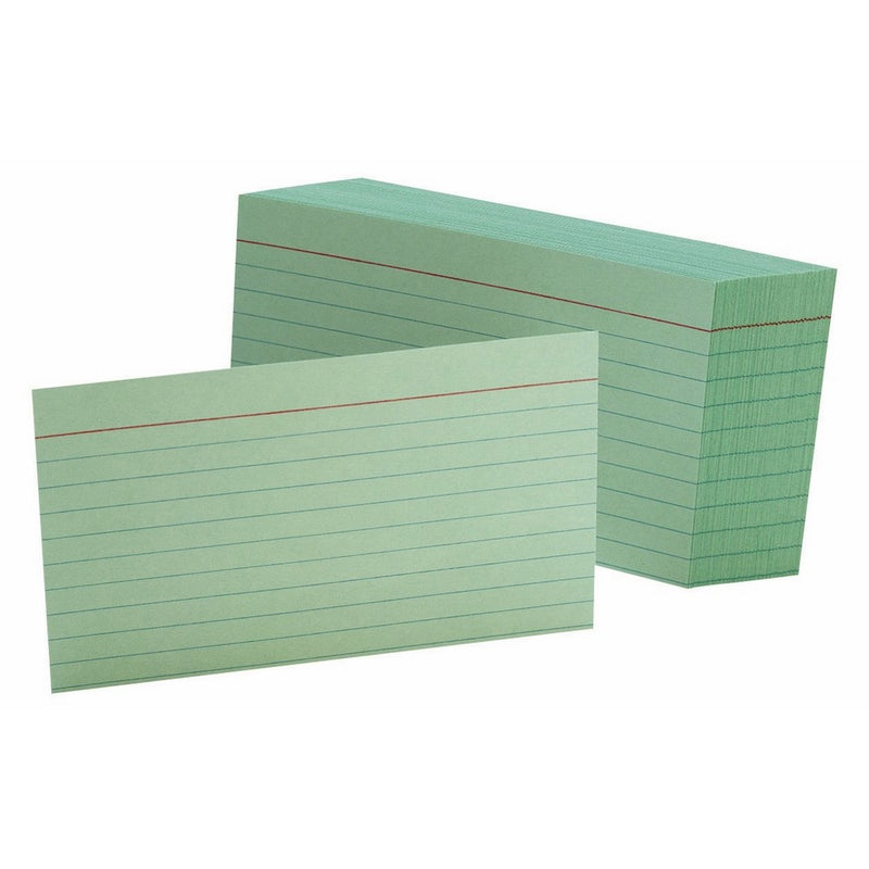Oxford Ruled Color Index Cards, 3" x 5", Green, 100 Per Pack (7321 GRE)