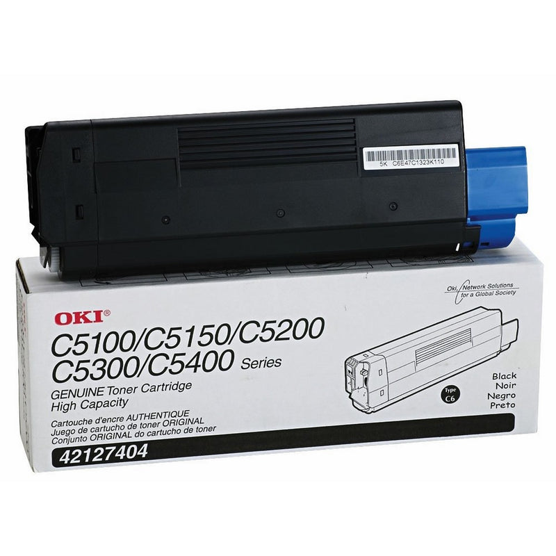 OKI Okidata 42127404 Toner Cartridge, Laser, Type C6, 5000 Page Yield, Black