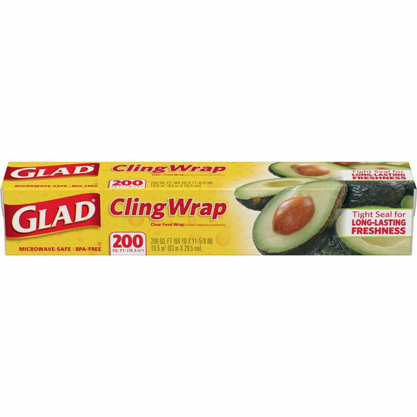 Glad ClingWrap Plastic Food Wrap - 200 Square Foot Roll (Pack of 12)