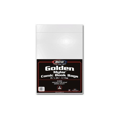 BCW Golden Comic Mylar Bags 2 Mil - Archival Comics Collecting Supplies