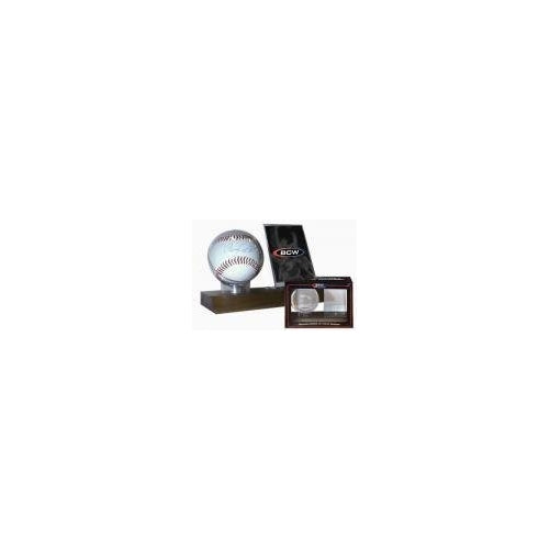 BCW Supplies Woodbase Baseball and Card Holder (Real Walnut)