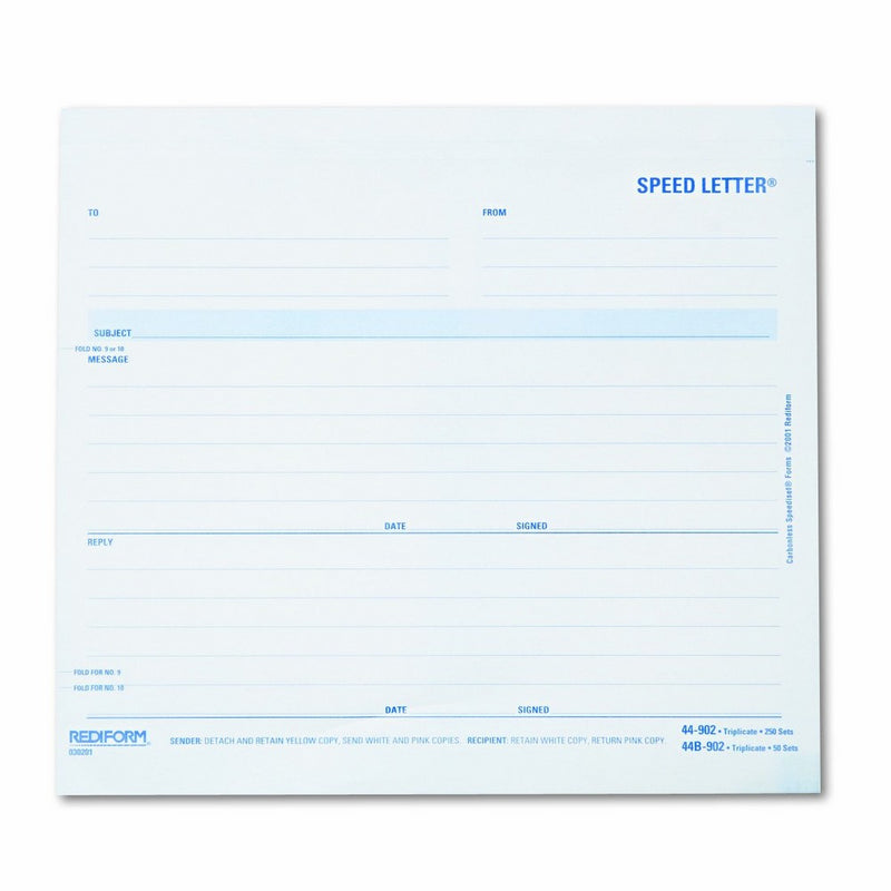 Rediform 44902 Speed Letters, 7 x 8 1/2, Three-Part Carbonless, 250 Forms